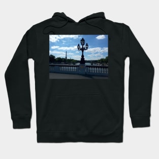 Paris with Eiffeltower and American church, view from Pont Alexander III Hoodie